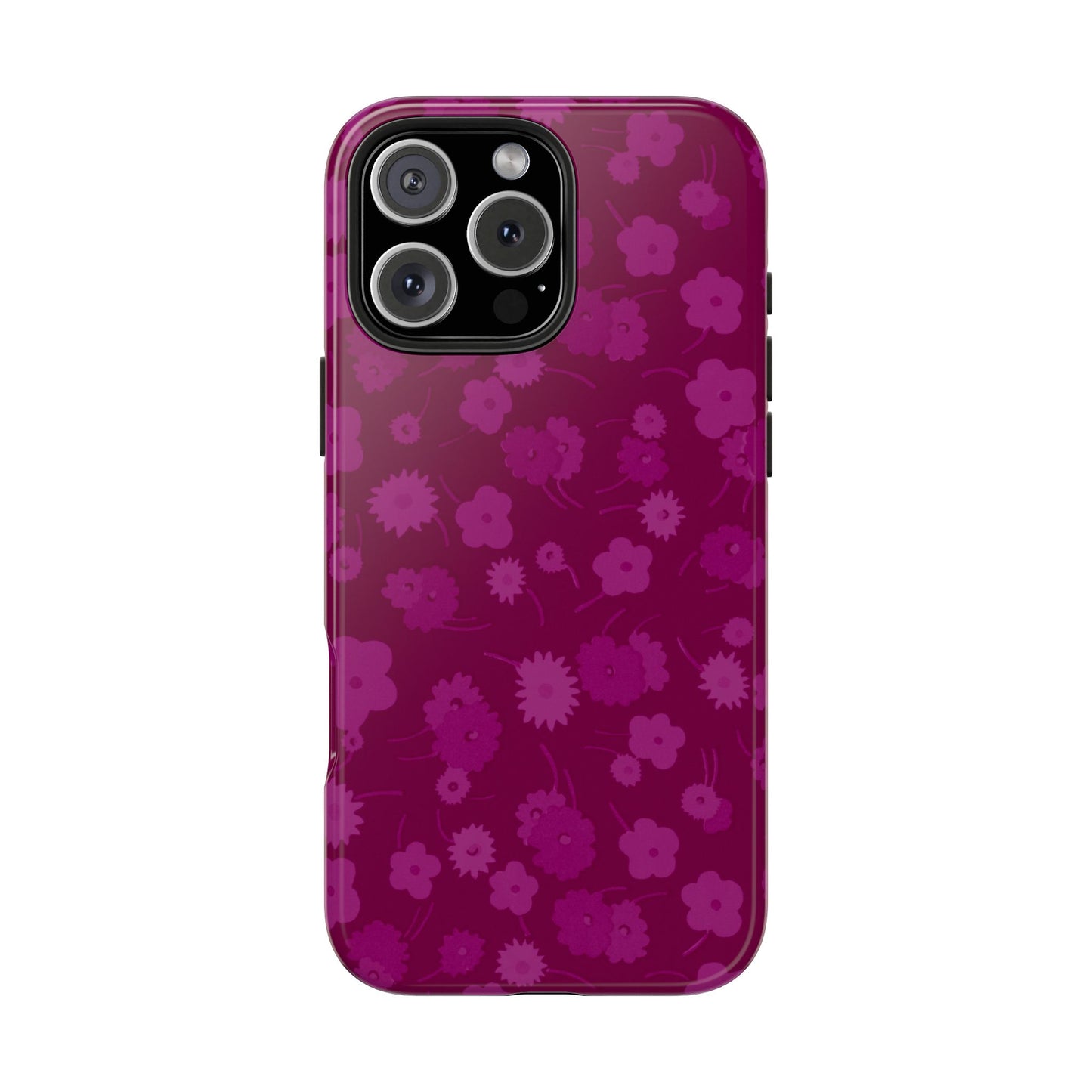 Coque de téléphone - Motif floral couleur framboise