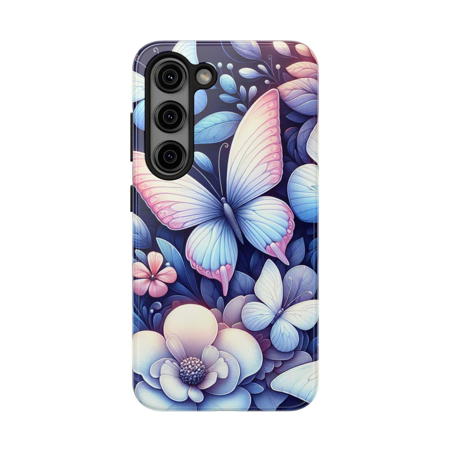 Coque de téléphone - Papillon bleu rose