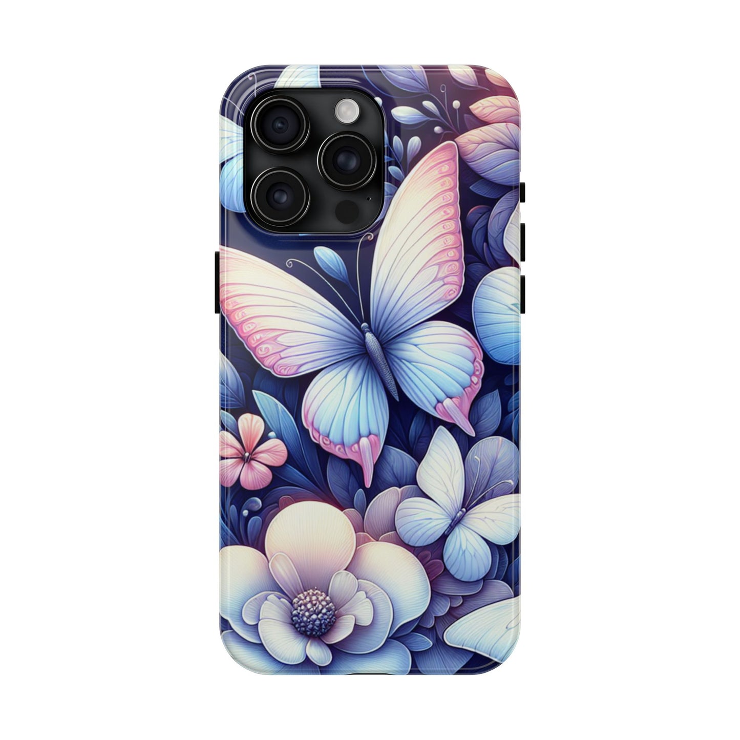 Coque de téléphone - Papillon bleu rose