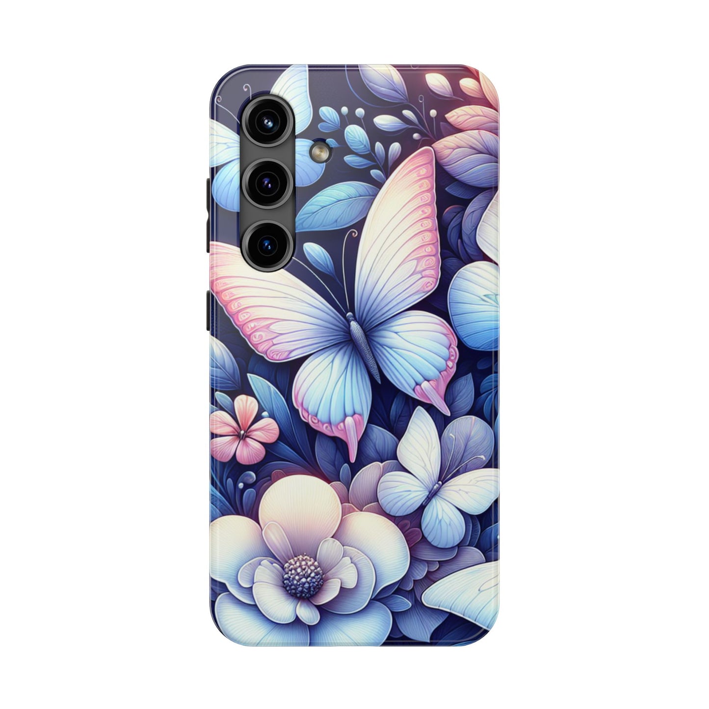 Coque de téléphone - Papillon bleu rose