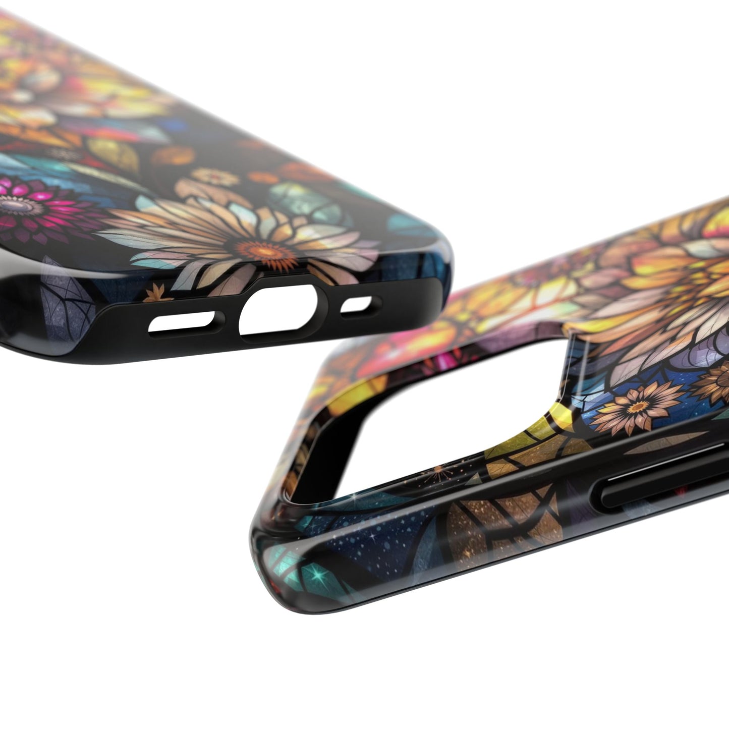 Coque de téléphone - Motif fleurs en vitrail