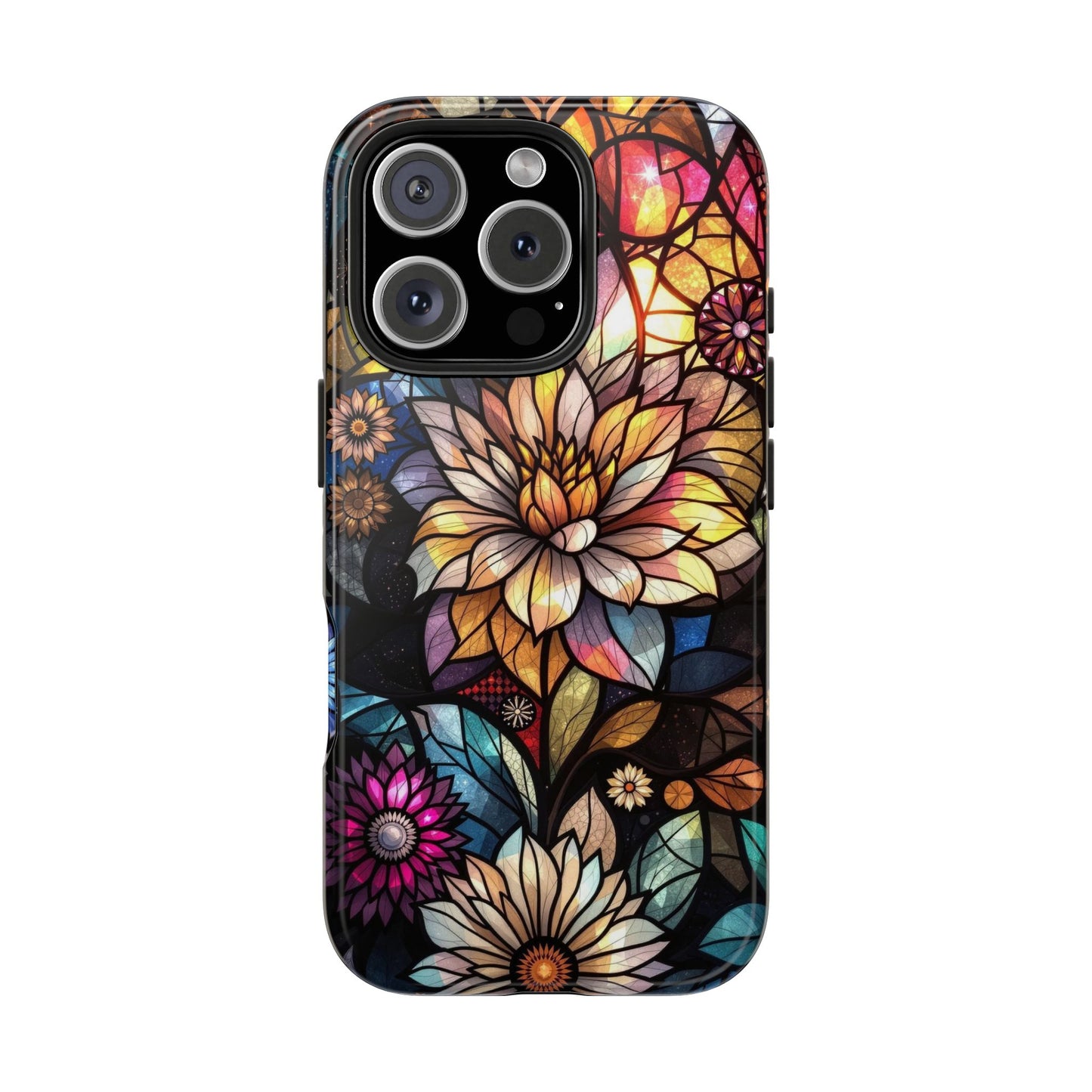 Coque de téléphone - Motif fleurs en vitrail