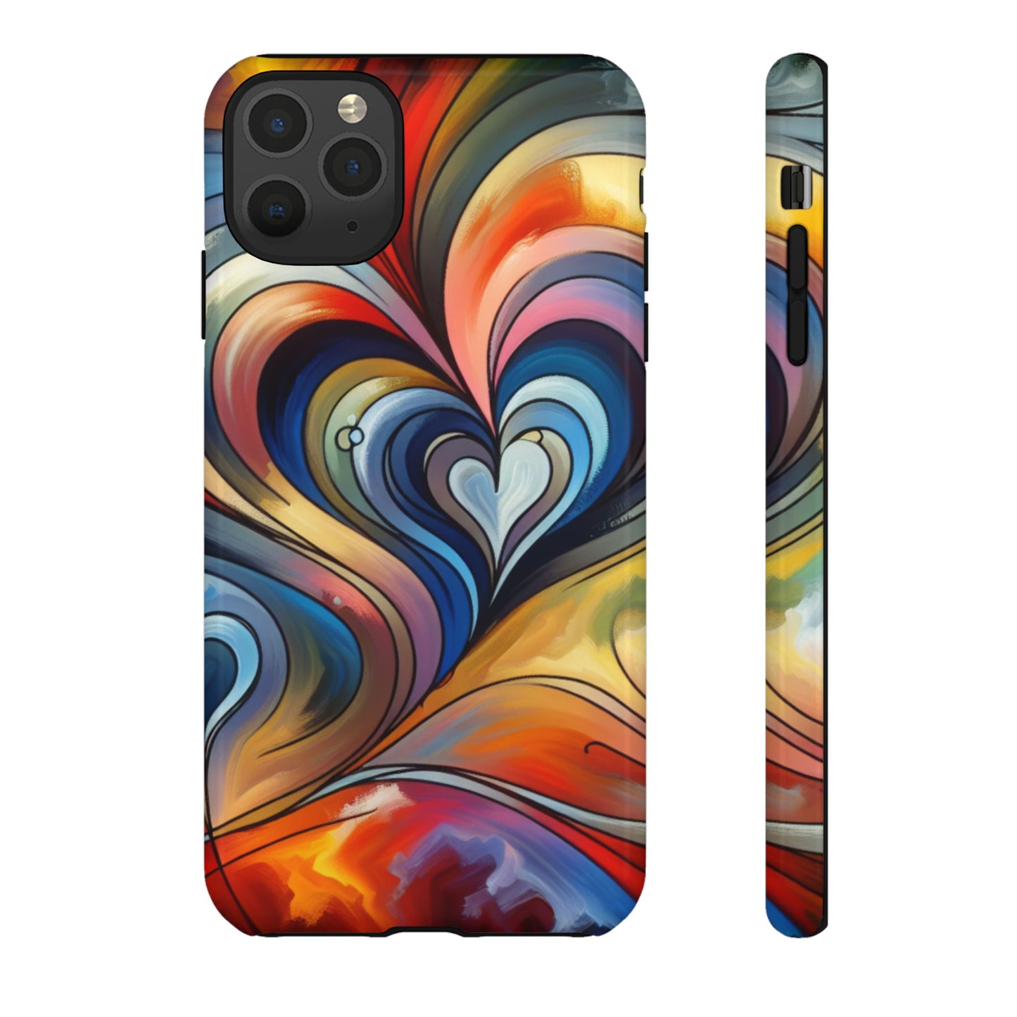 Colorful hard case with heart patterns