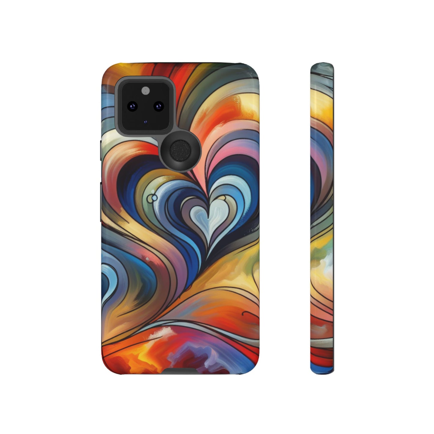 Colorful hard case with heart patterns