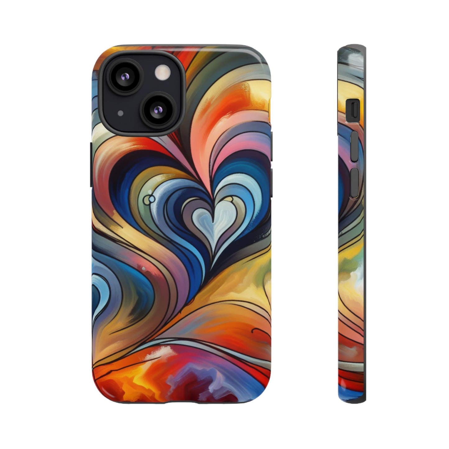 Colorful hard case with heart patterns