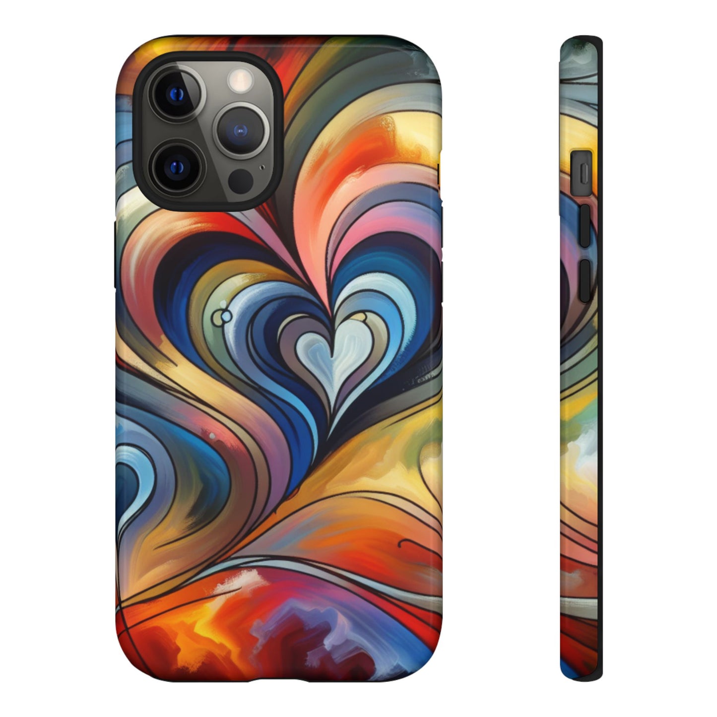 Colorful hard case with heart patterns