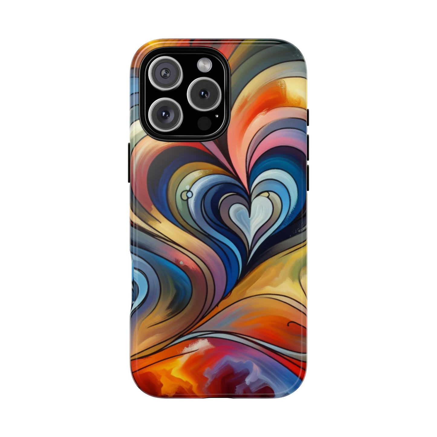 Colorful hard case with heart patterns