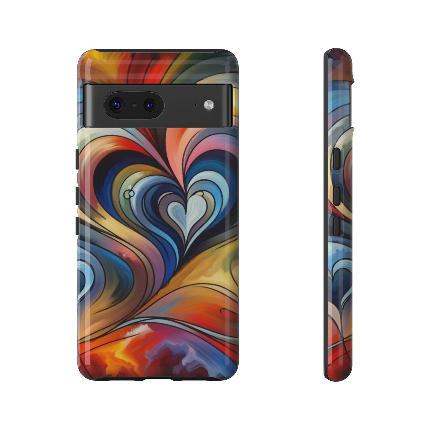 Colorful hard case with heart patterns