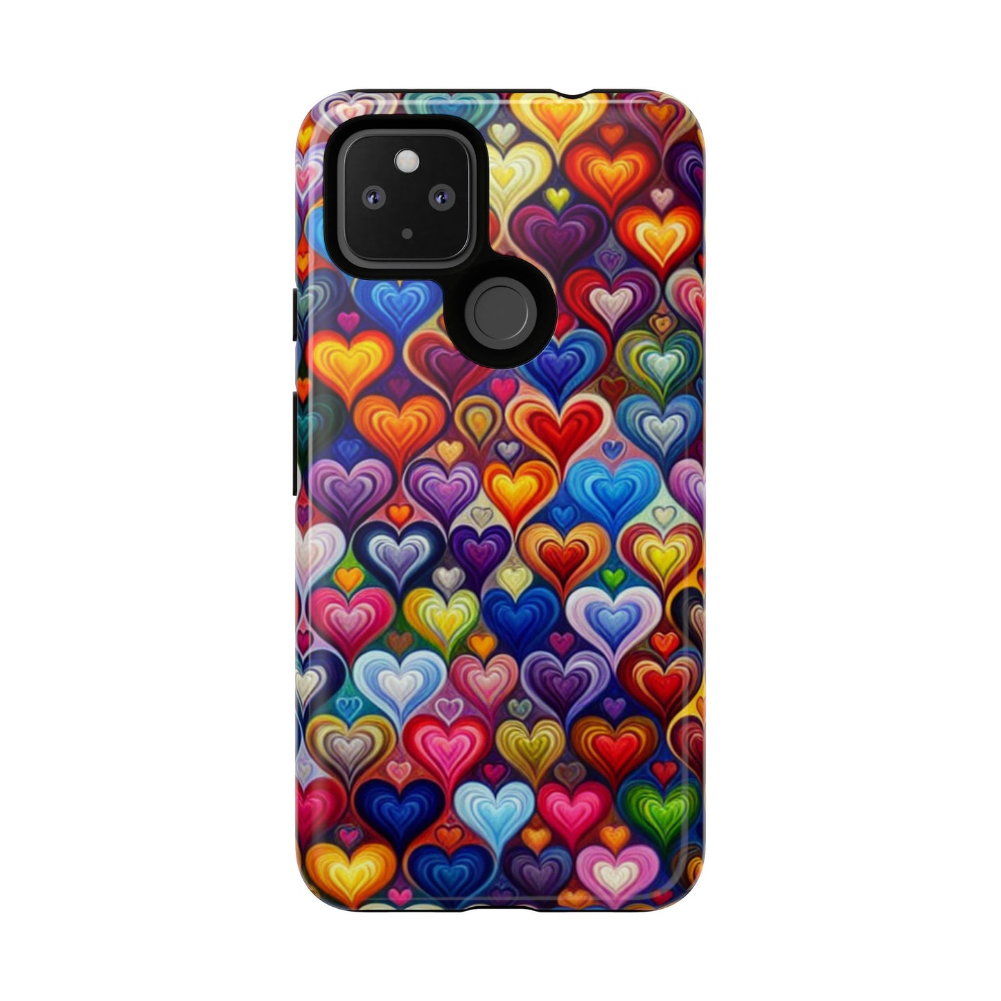 Phone case, colorful hearts design