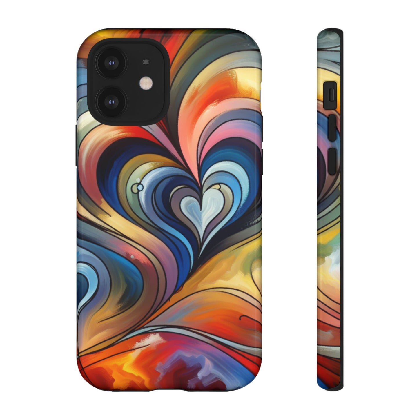 Colorful hard case with heart patterns