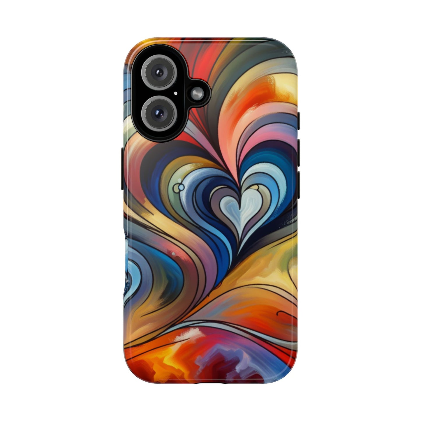 Colorful hard case with heart patterns