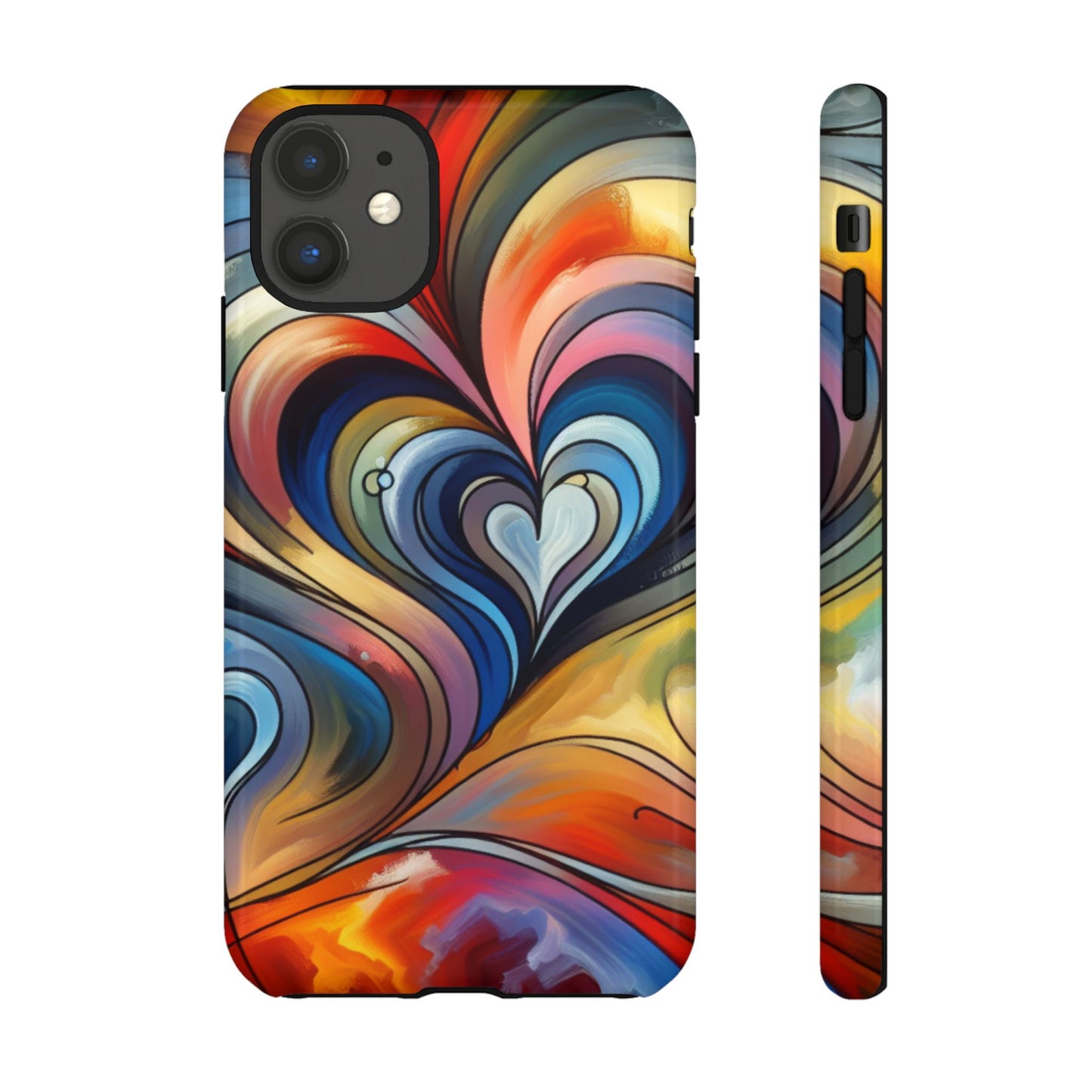 Colorful hard case with heart patterns