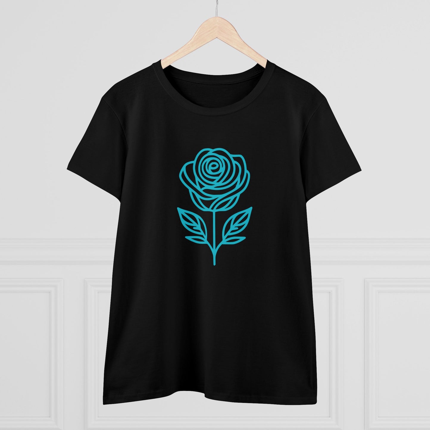 T-Shirt, Magnifique motif de rose turquoise