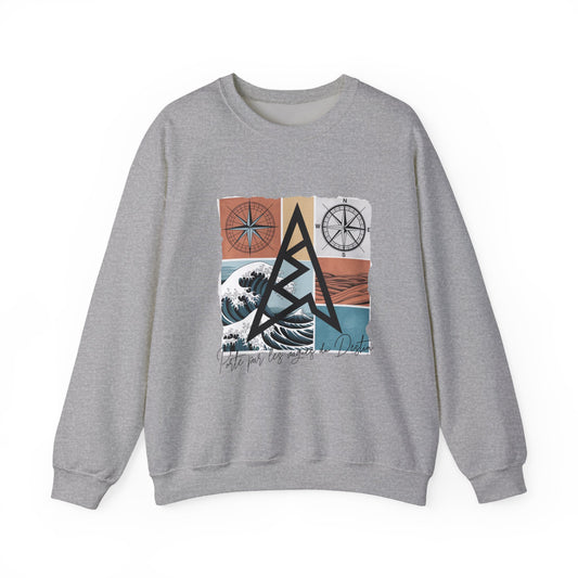 Sweat-shirt Aventure - Motif Boussole et Montagne