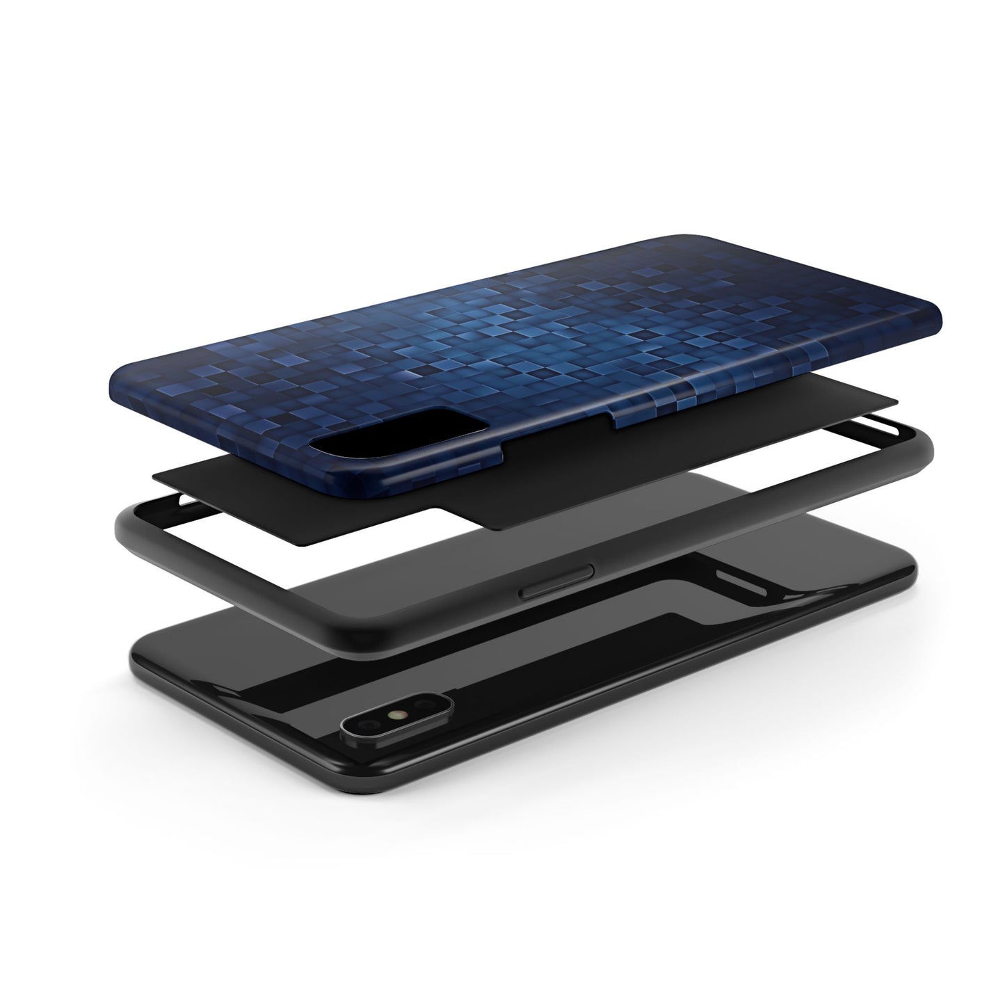 Coque de téléphone - Motif pixel bleu profond