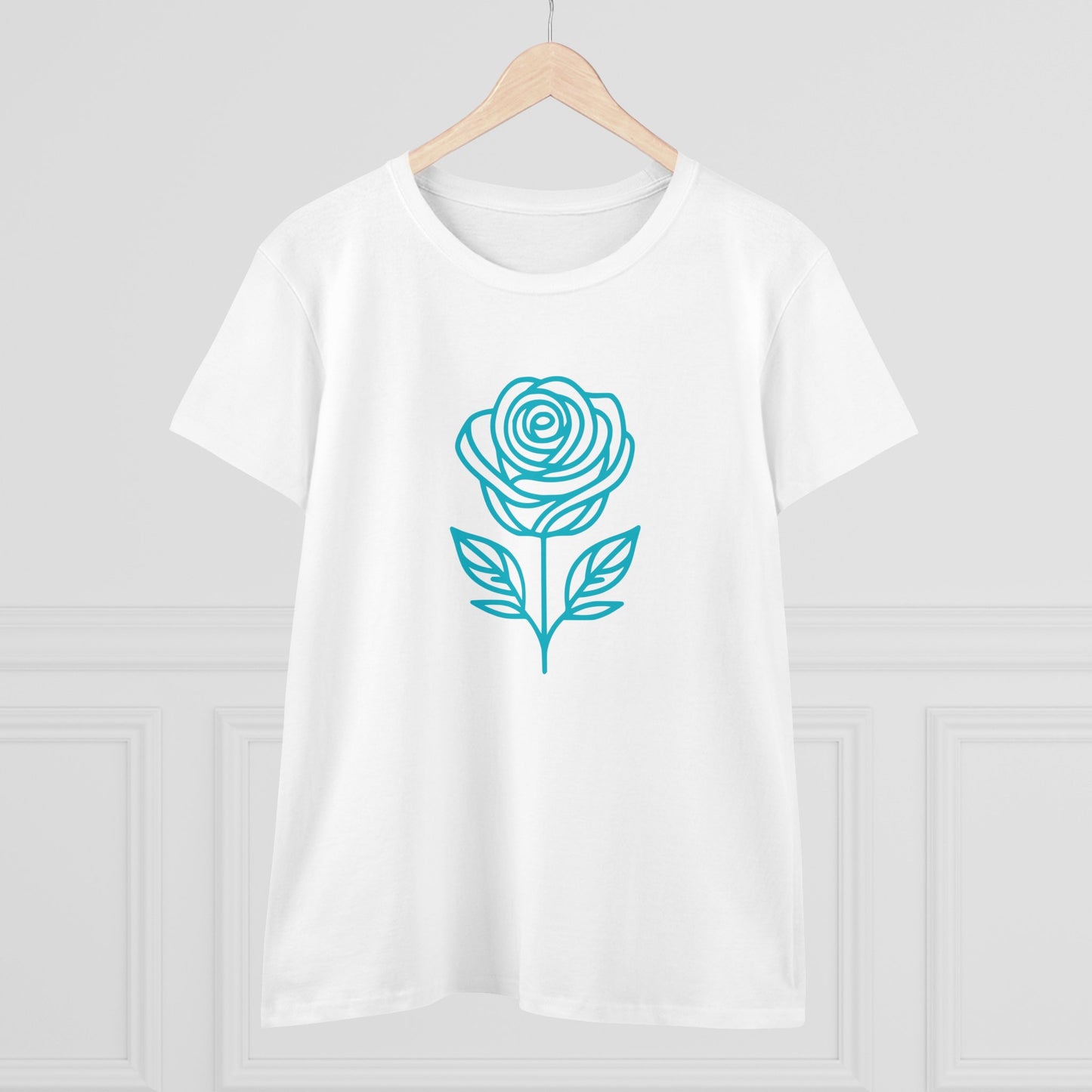 T-Shirt, Magnifique motif de rose turquoise