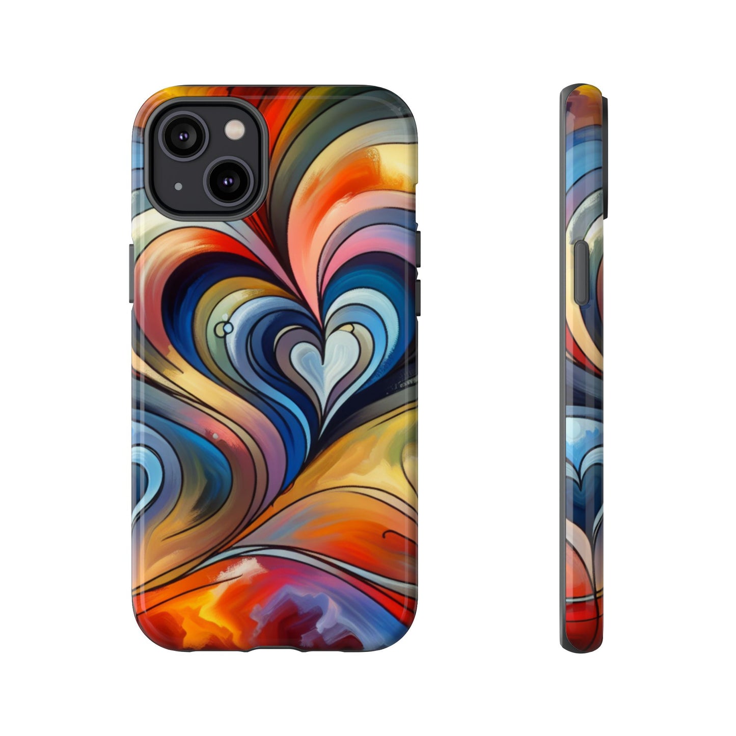 Colorful hard case with heart patterns