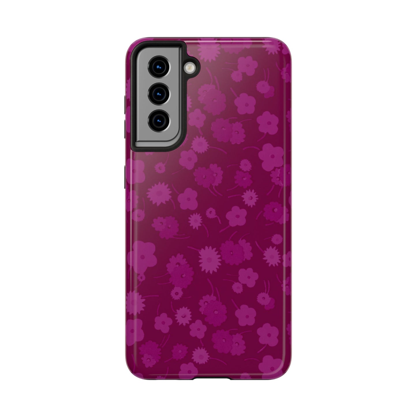 Coque de téléphone - Motif floral couleur framboise