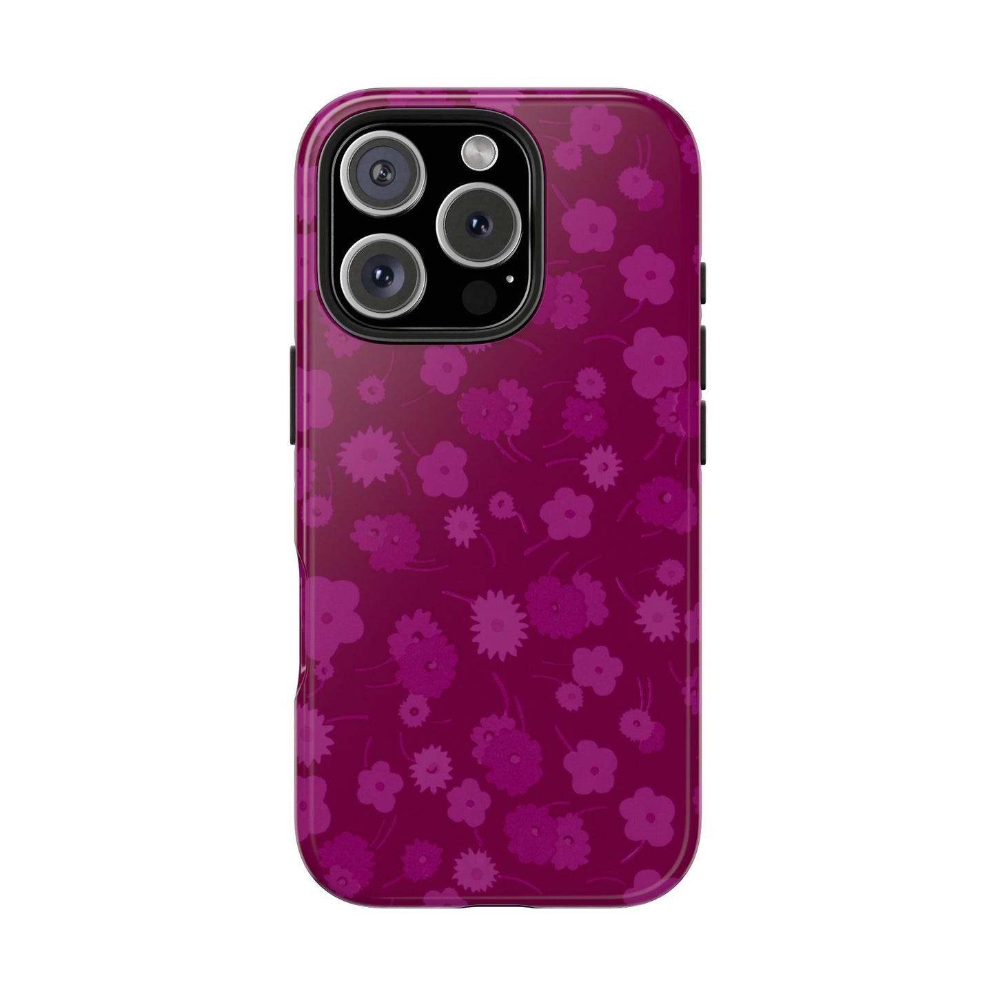 Coque de téléphone - Motif floral couleur framboise