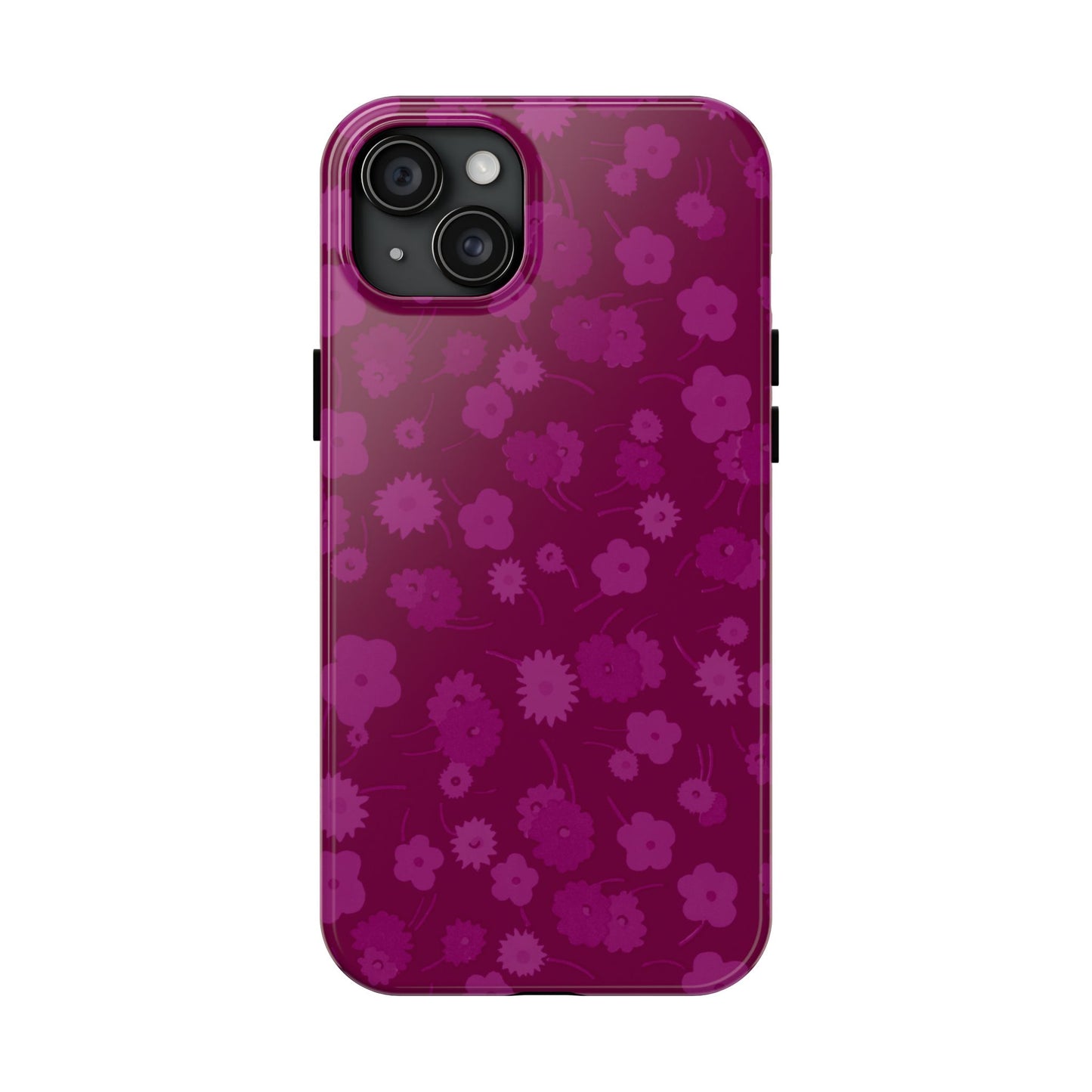 Coque de téléphone - Motif floral couleur framboise