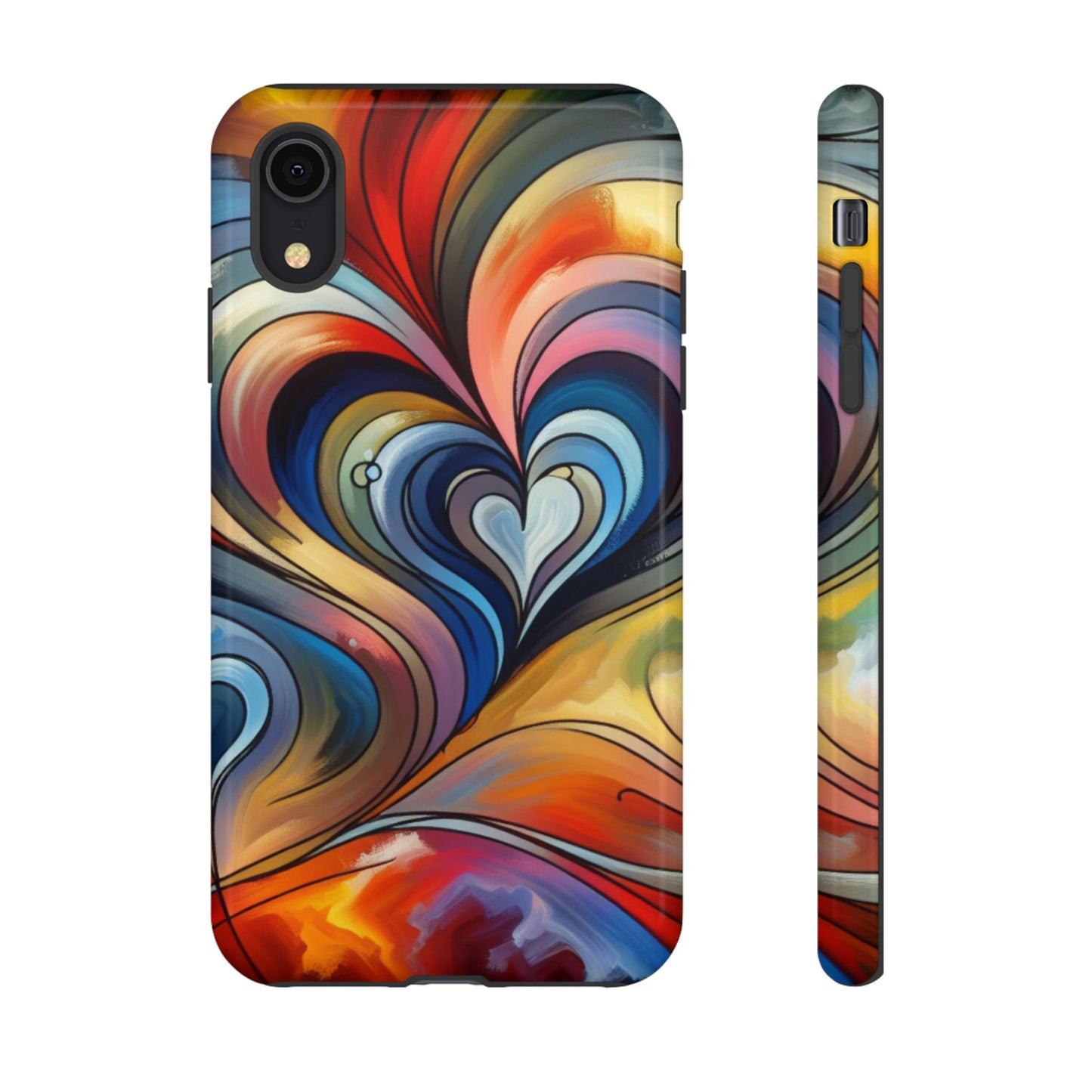 Colorful hard case with heart patterns