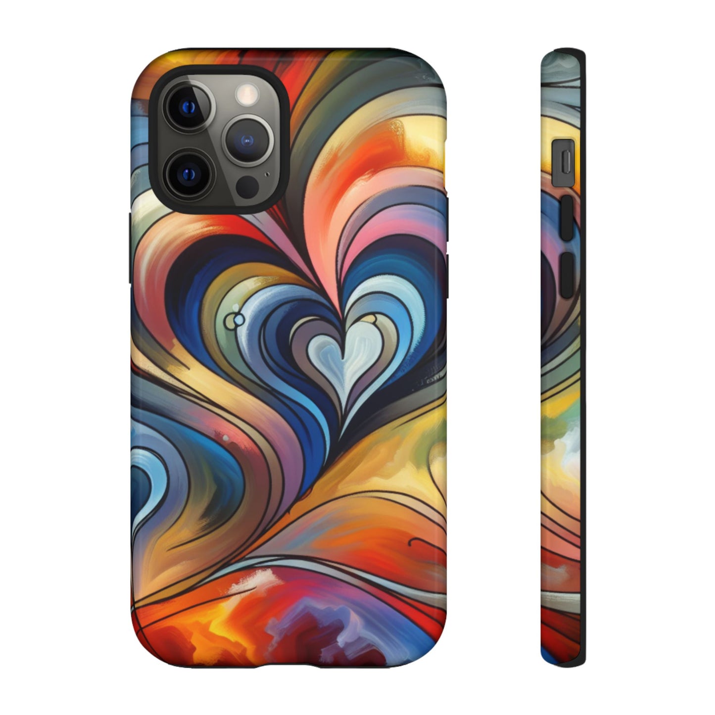 Colorful hard case with heart patterns