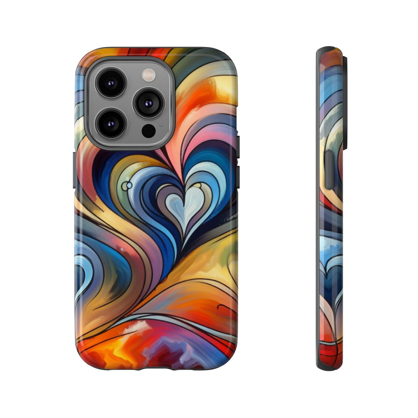 Colorful hard case with heart patterns