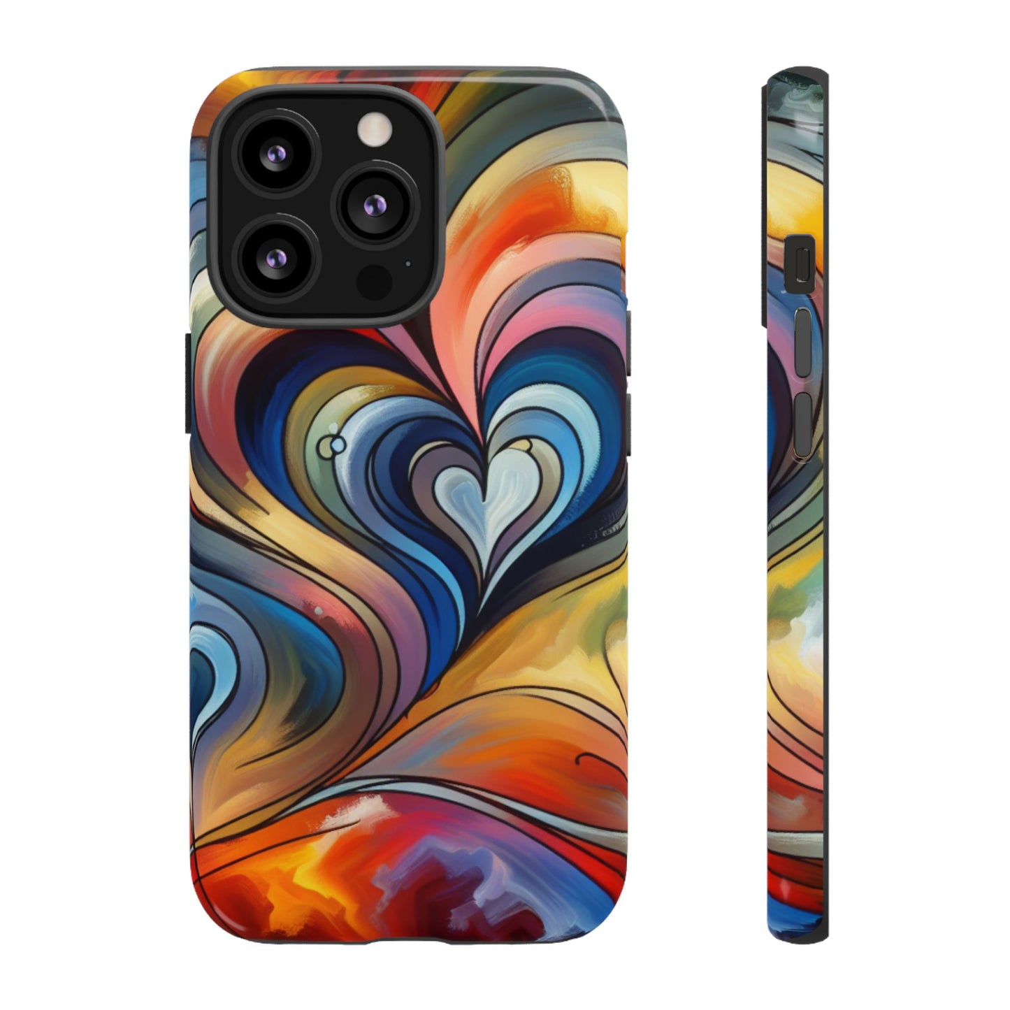 Colorful hard case with heart patterns