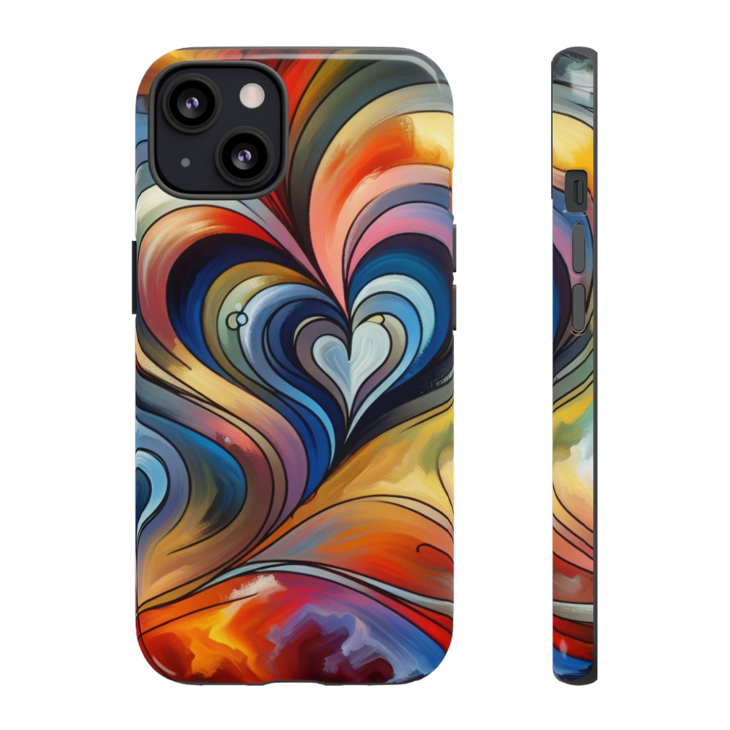 Colorful hard case with heart patterns