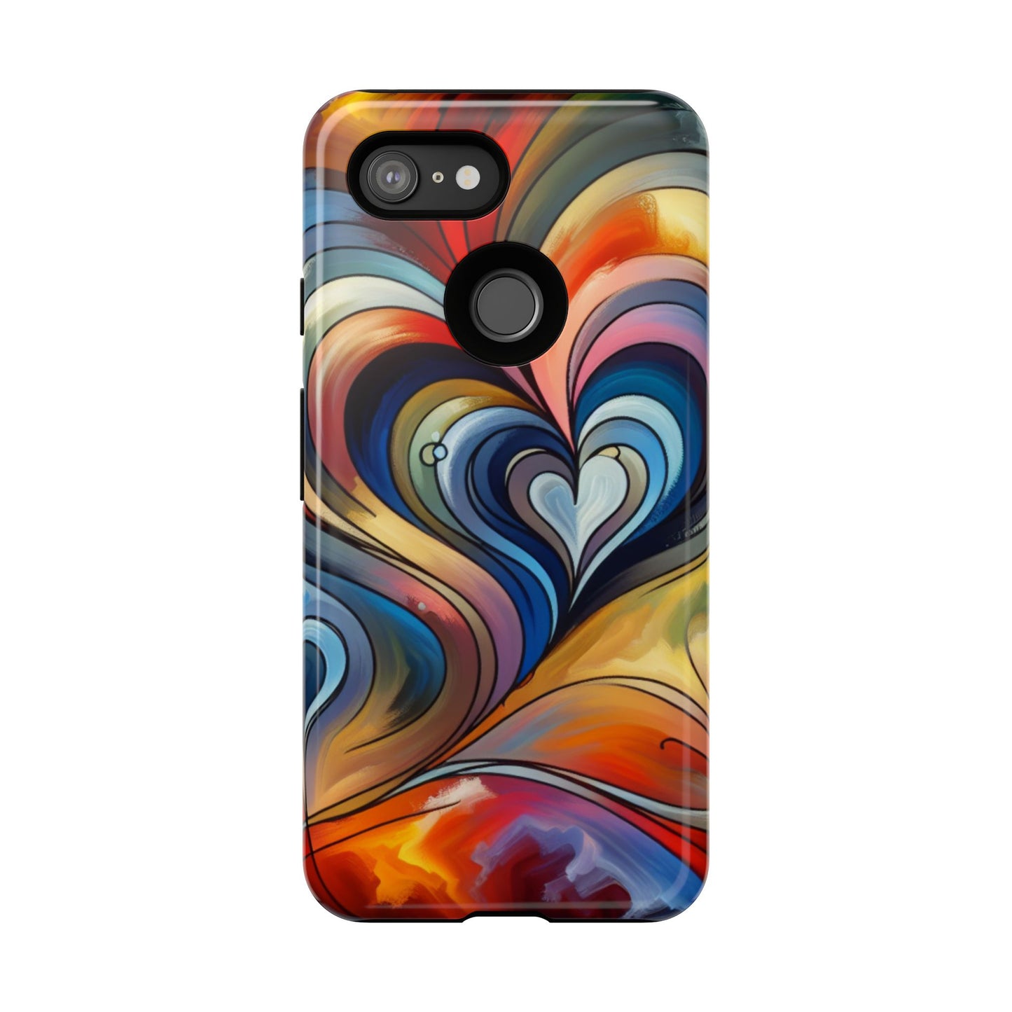 Colorful hard case with heart patterns