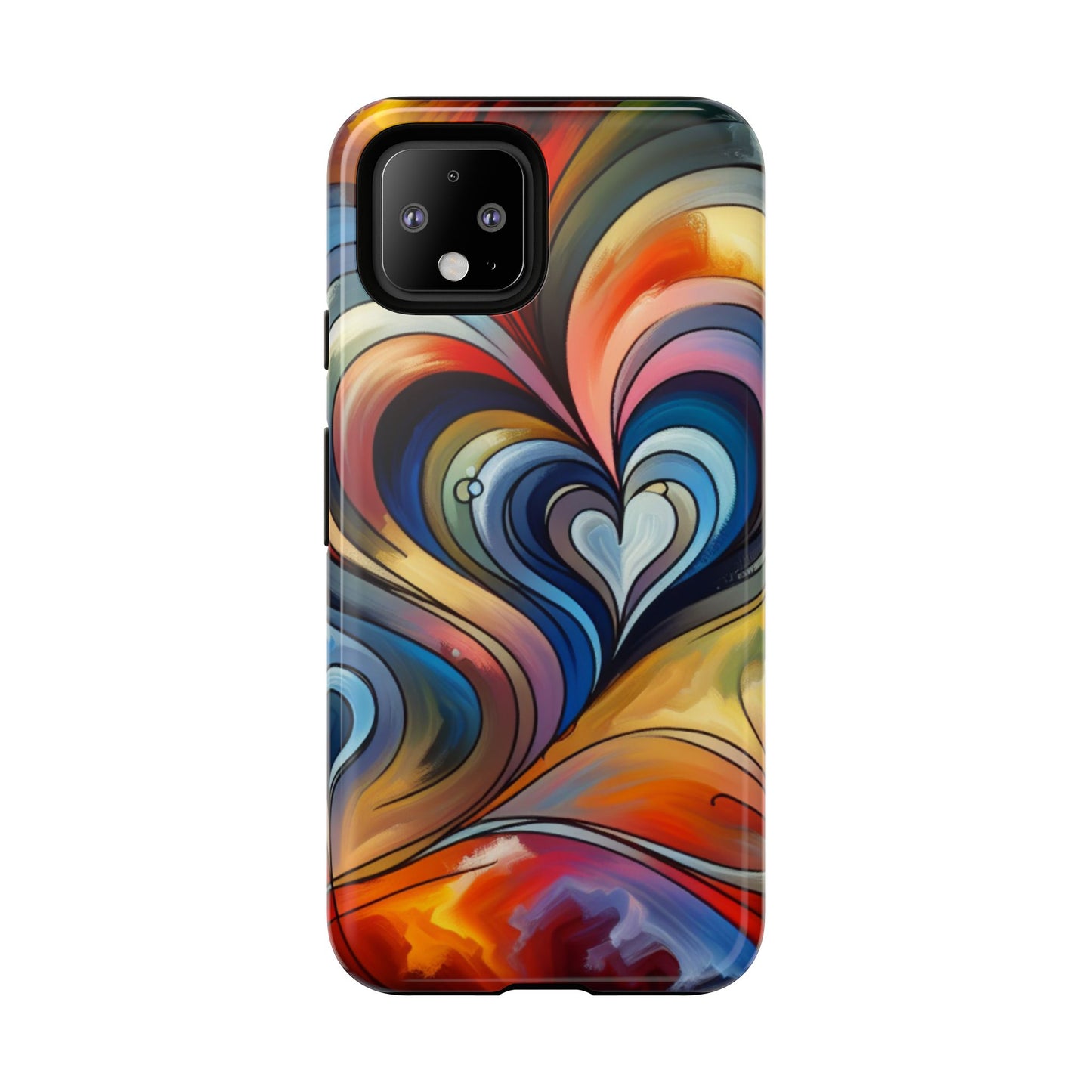 Colorful hard case with heart patterns