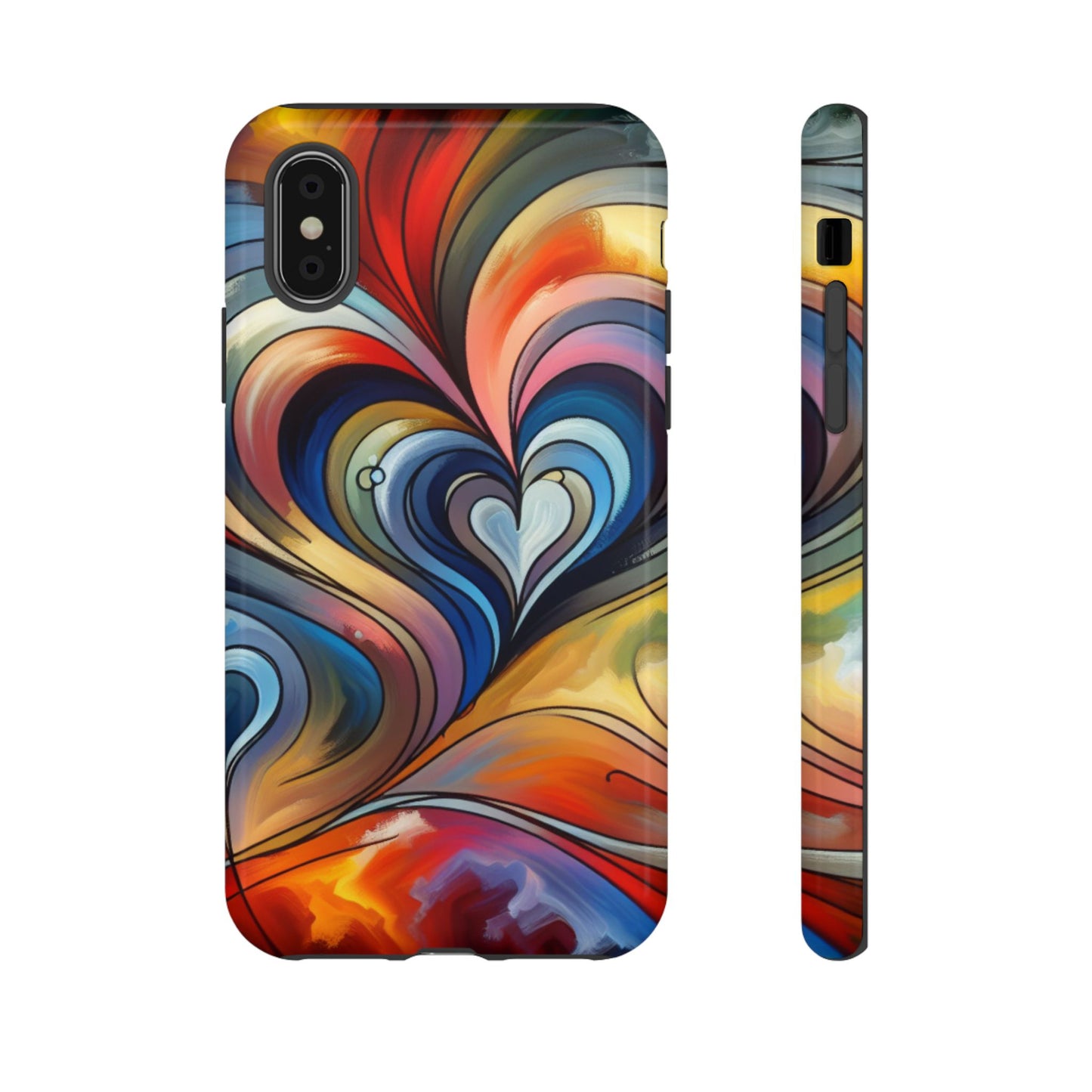 Colorful hard case with heart patterns