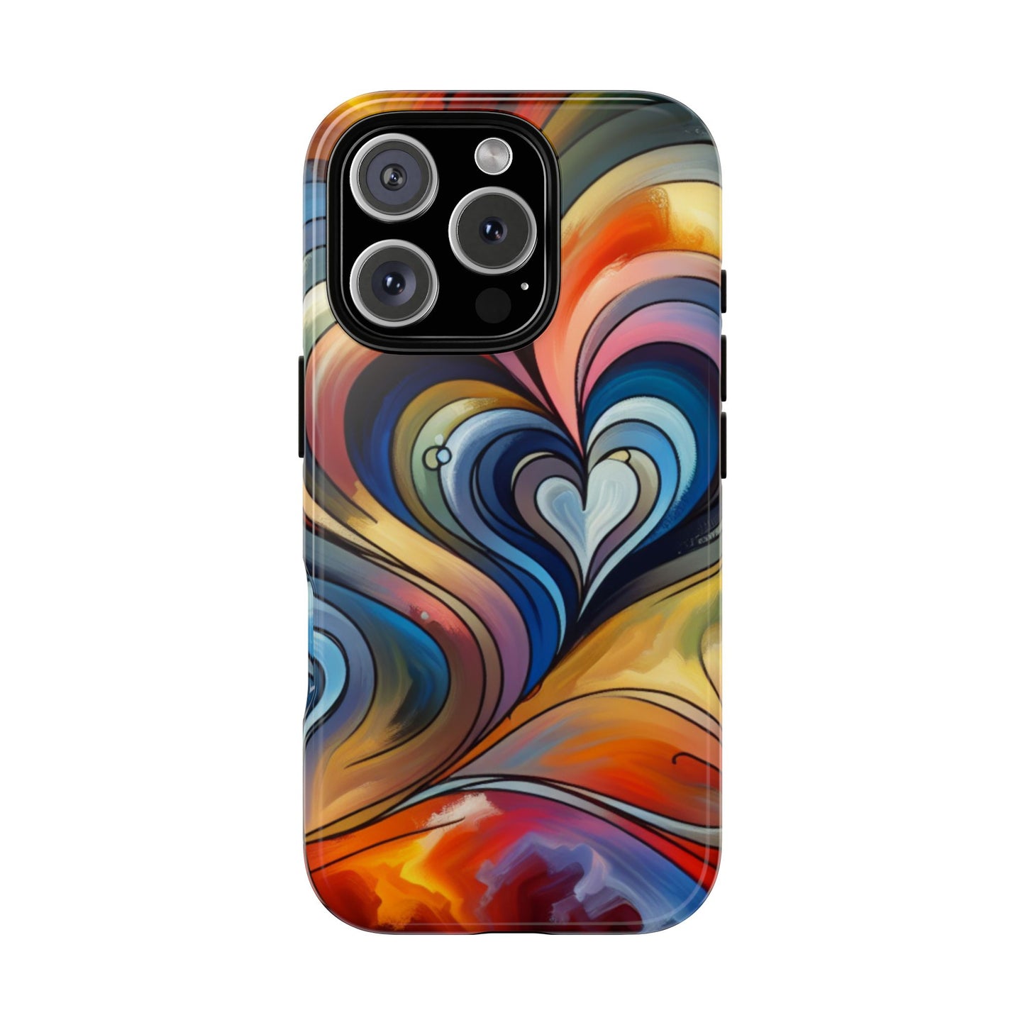 Colorful hard case with heart patterns