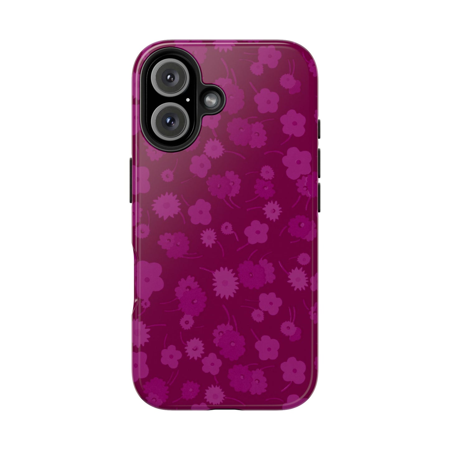 Coque de téléphone - Motif floral couleur framboise