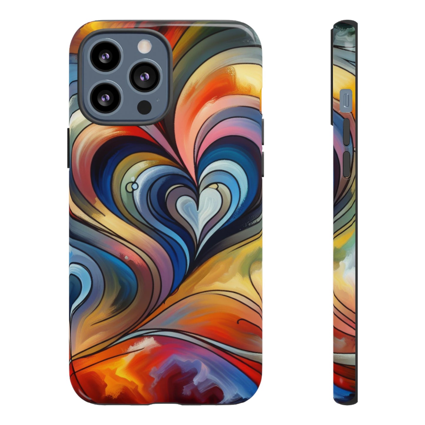 Colorful hard case with heart patterns