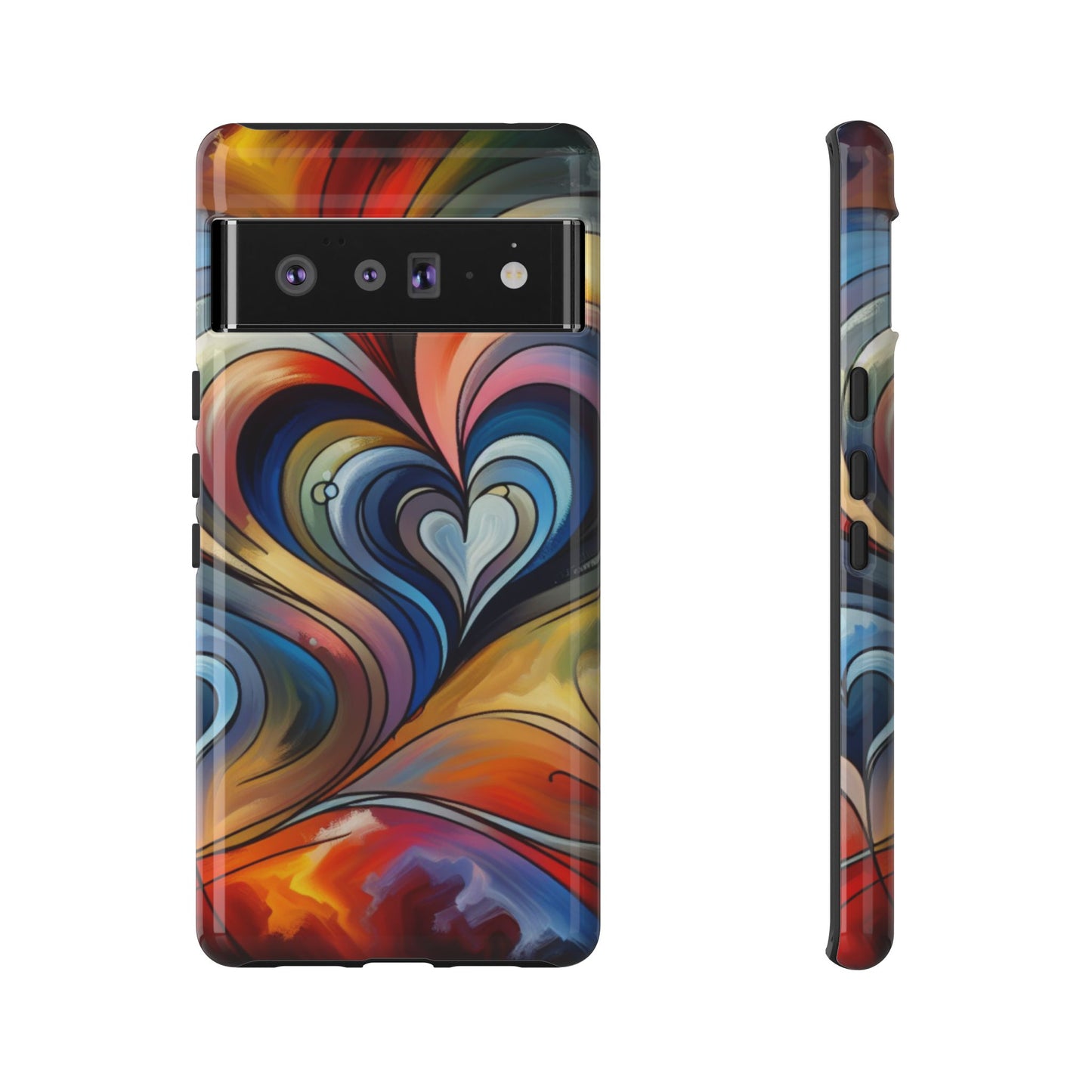 Colorful hard case with heart patterns