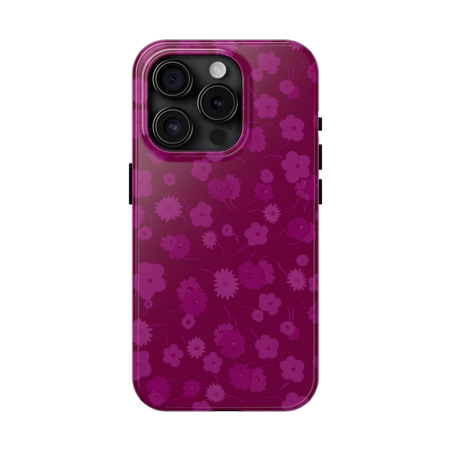 Coque de téléphone - Motif floral couleur framboise