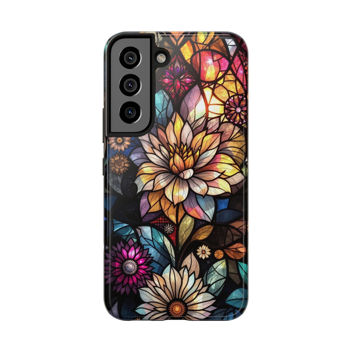 Coque de téléphone - Motif fleurs en vitrail