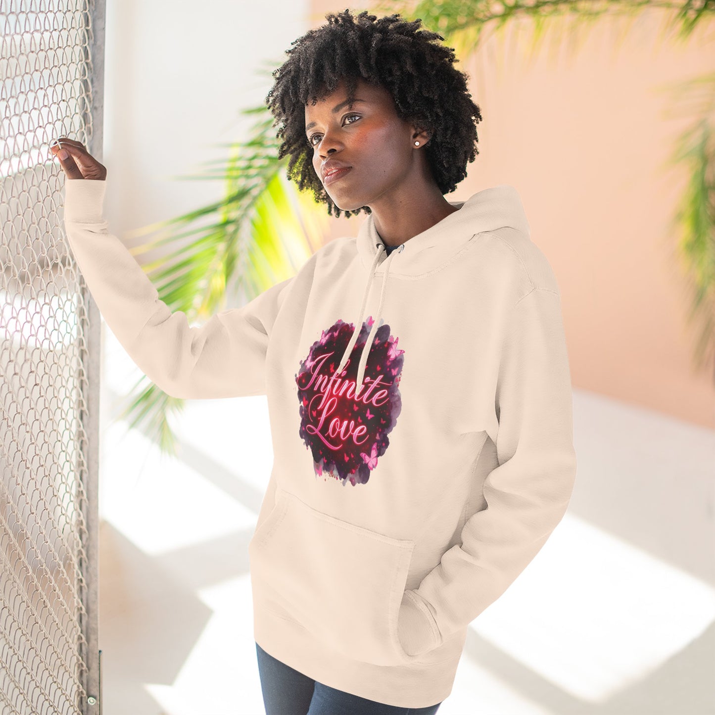 Sweat à capuche polaire - Motif amour infini