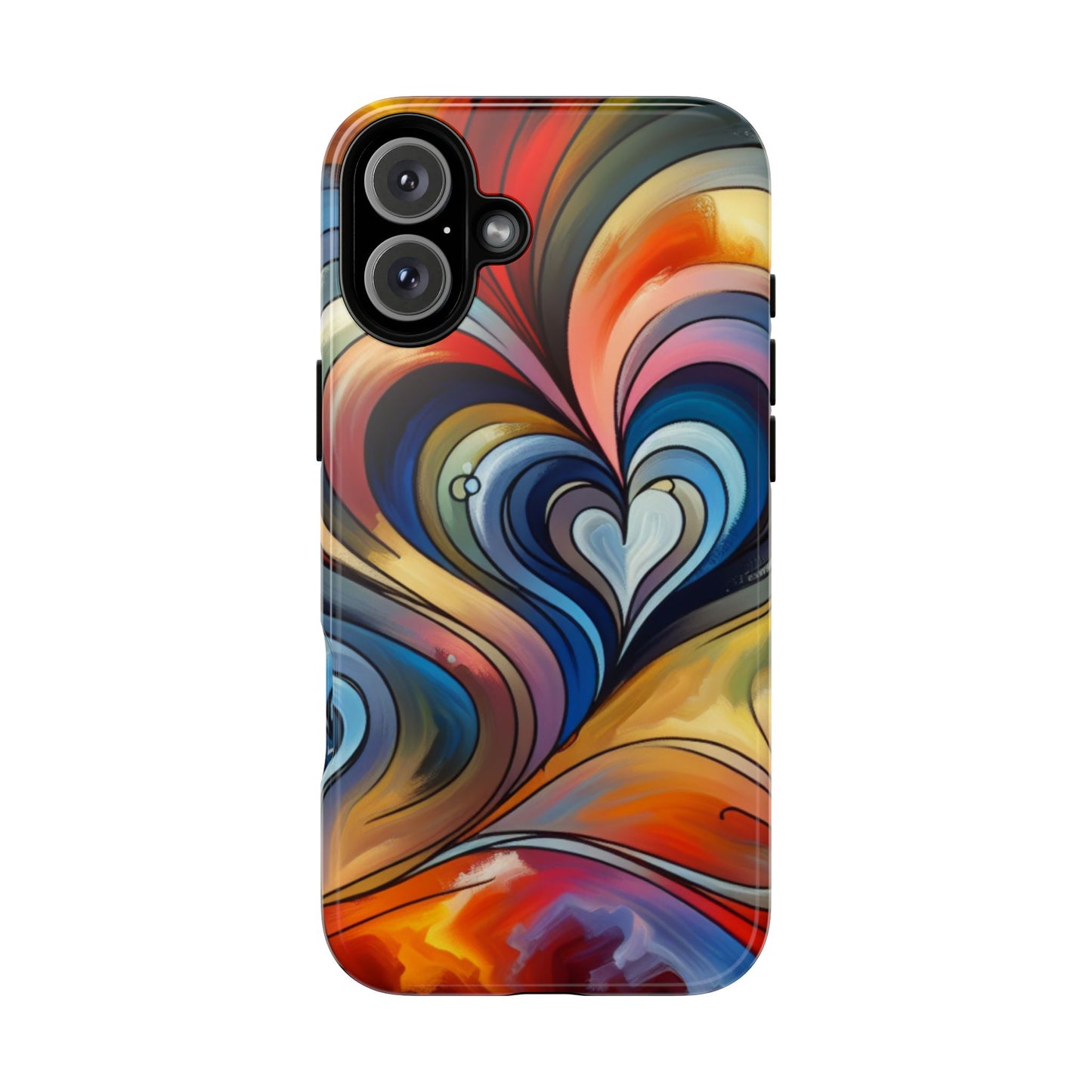 Colorful hard case with heart patterns