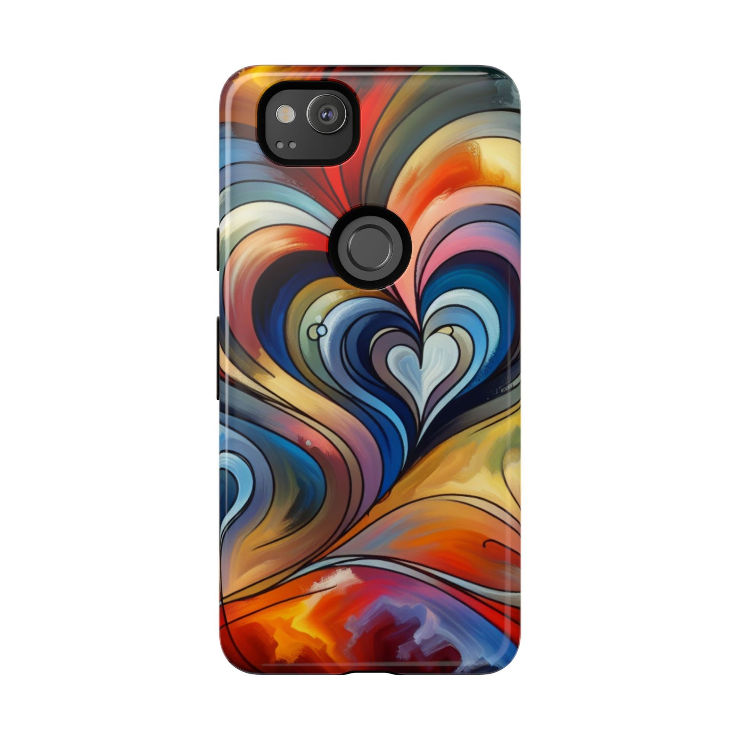 Colorful hard case with heart patterns