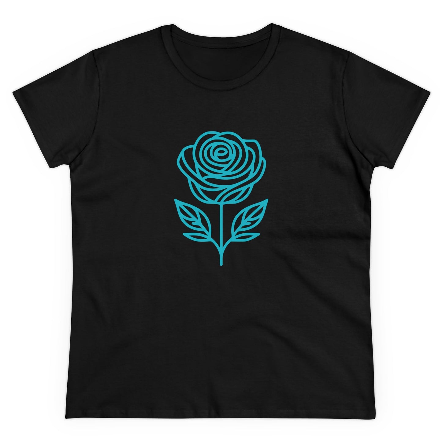 T-Shirt, Magnifique motif de rose turquoise