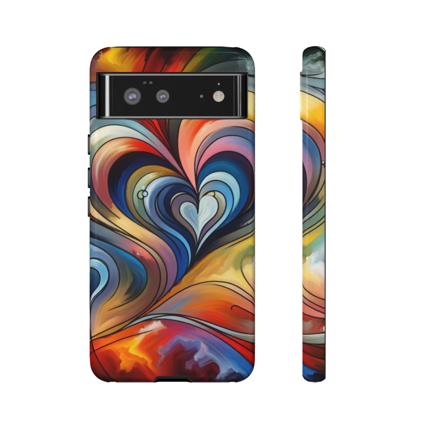 Colorful hard case with heart patterns