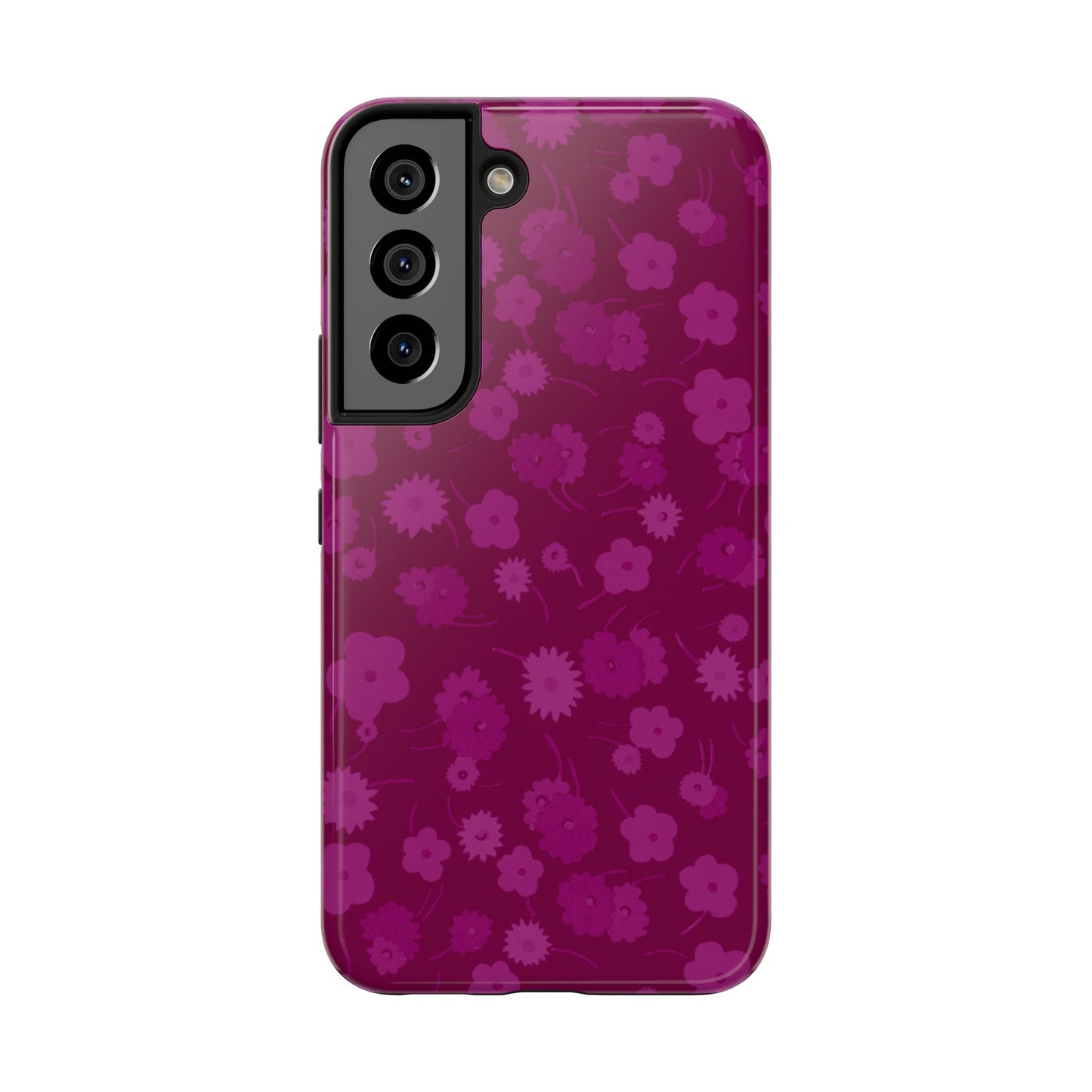 Coque de téléphone - Motif floral couleur framboise