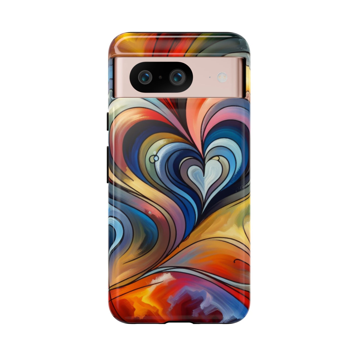 Colorful hard case with heart patterns