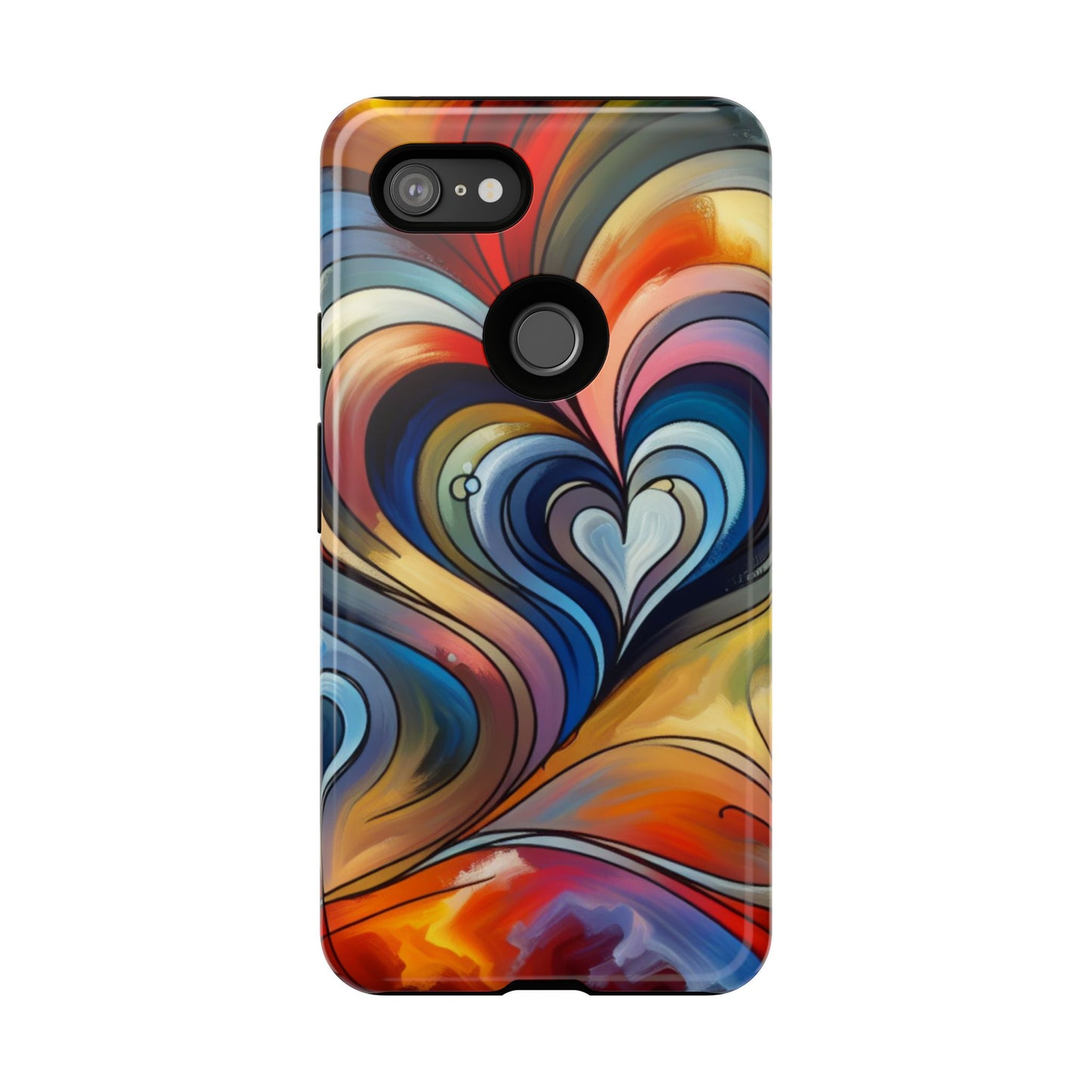 Colorful hard case with heart patterns