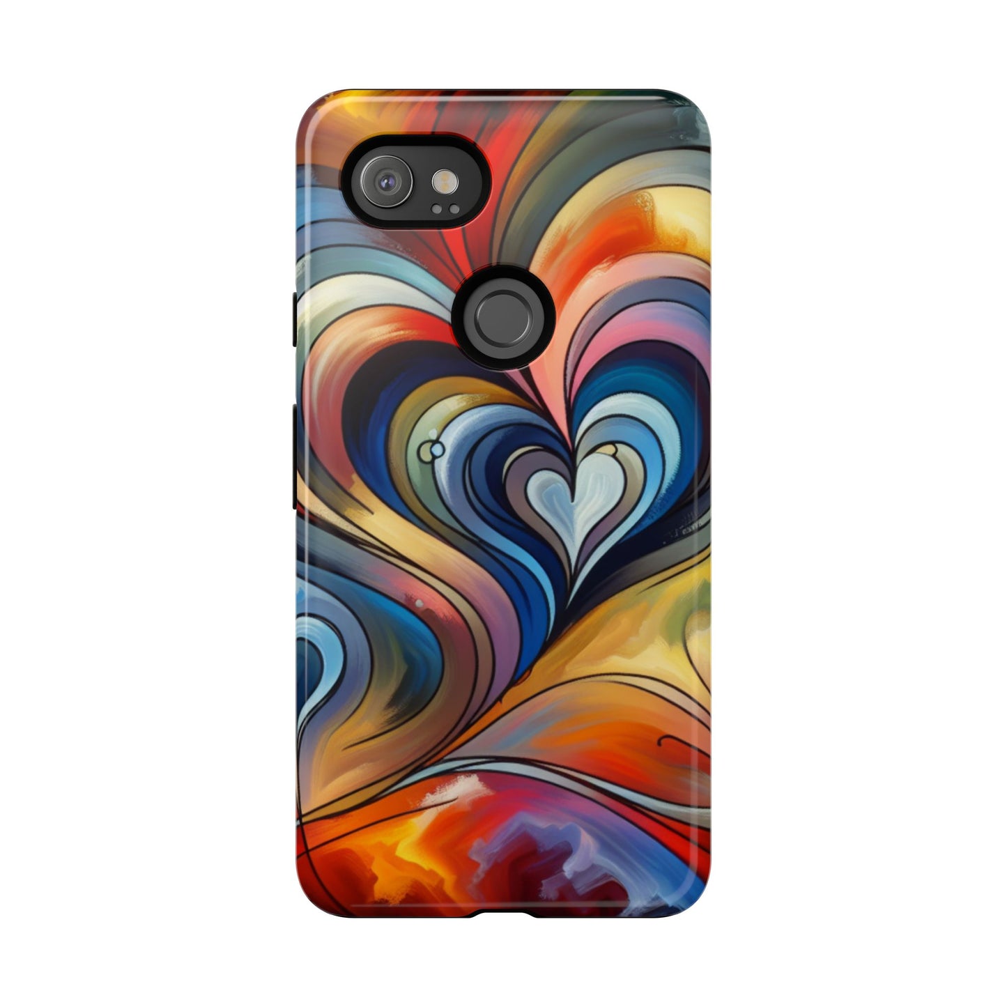 Colorful hard case with heart patterns