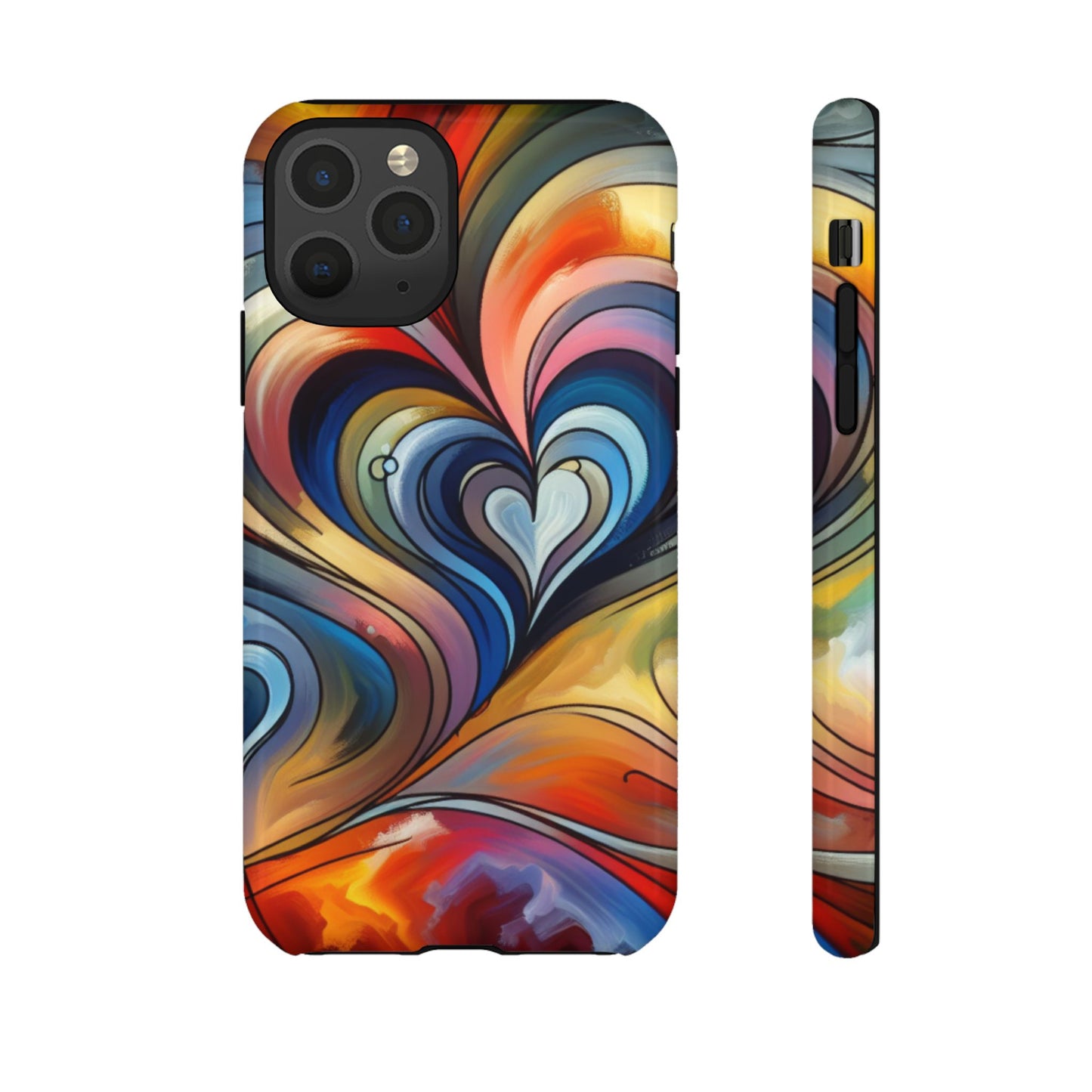 Colorful hard case with heart patterns