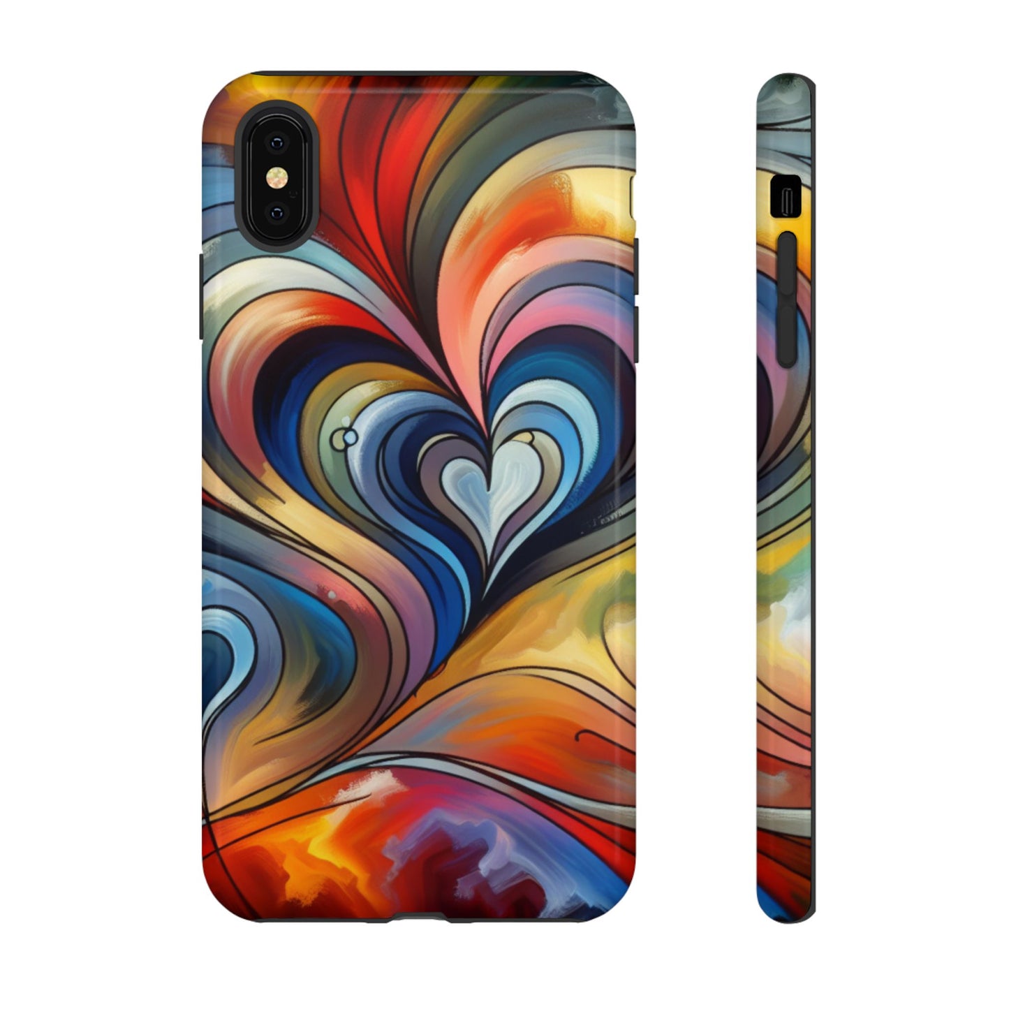 Colorful hard case with heart patterns