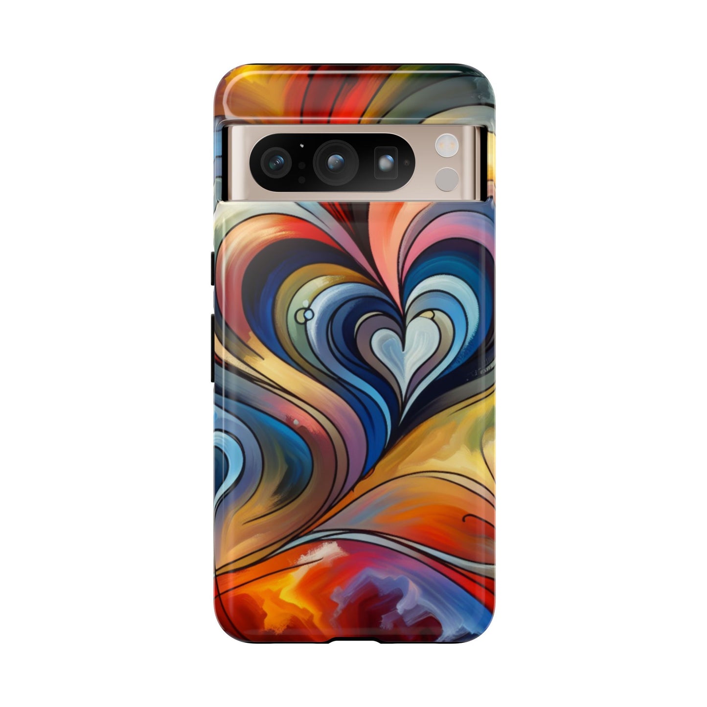 Colorful hard case with heart patterns